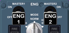 ENG MODE selector and ENG MASTER Levers